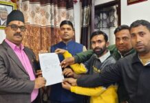 मधेसी शहीदहरूको सालिक स्थापनाका लागि नगर प्रमुखलाई ज्ञापनपत्र